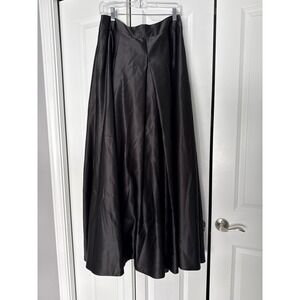 DIY Fashion Black Satin Full Maxi Skirt Formal Evening Gown Ball Wedding Size 8